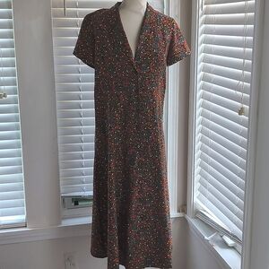 Christopher & Banks  size 8 brown Ditsy floral print button down maxi dress